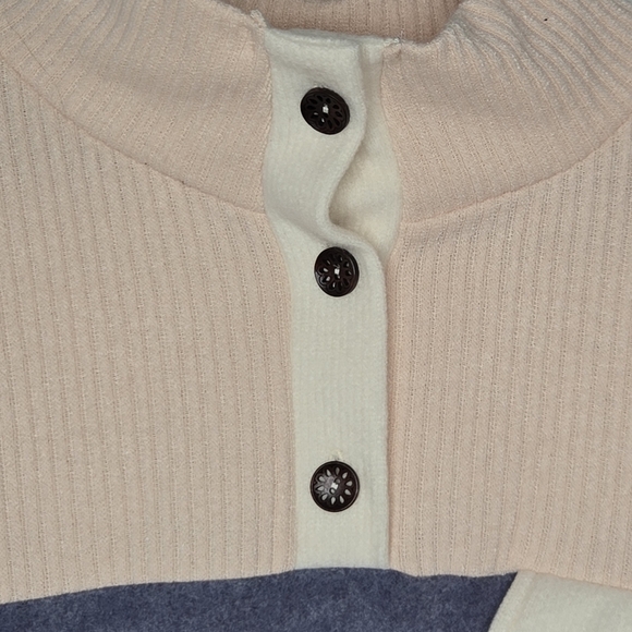 Ces Femme Womens Pastel Striped Colorblock Soft Fleece Pullover Sweater Large - Picture 4 of 7